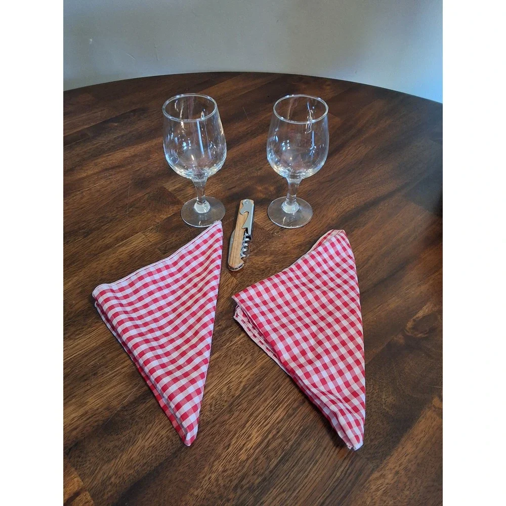 Picnic Time Wicker Picnic Basket Set for 2 Wine Glasses Cork Puller & Napkins